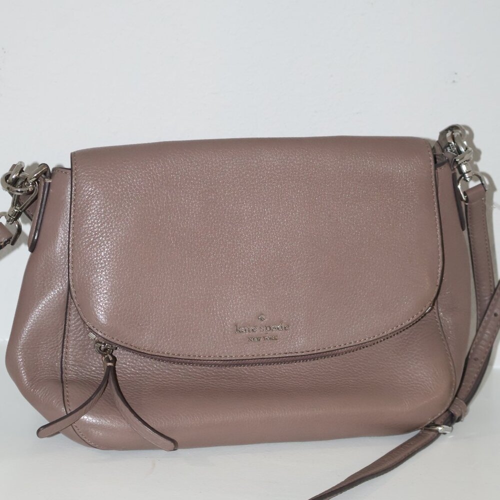 Kate Spade New York Jackson Taupe Leather Crossbody Bag Adjustable Strap